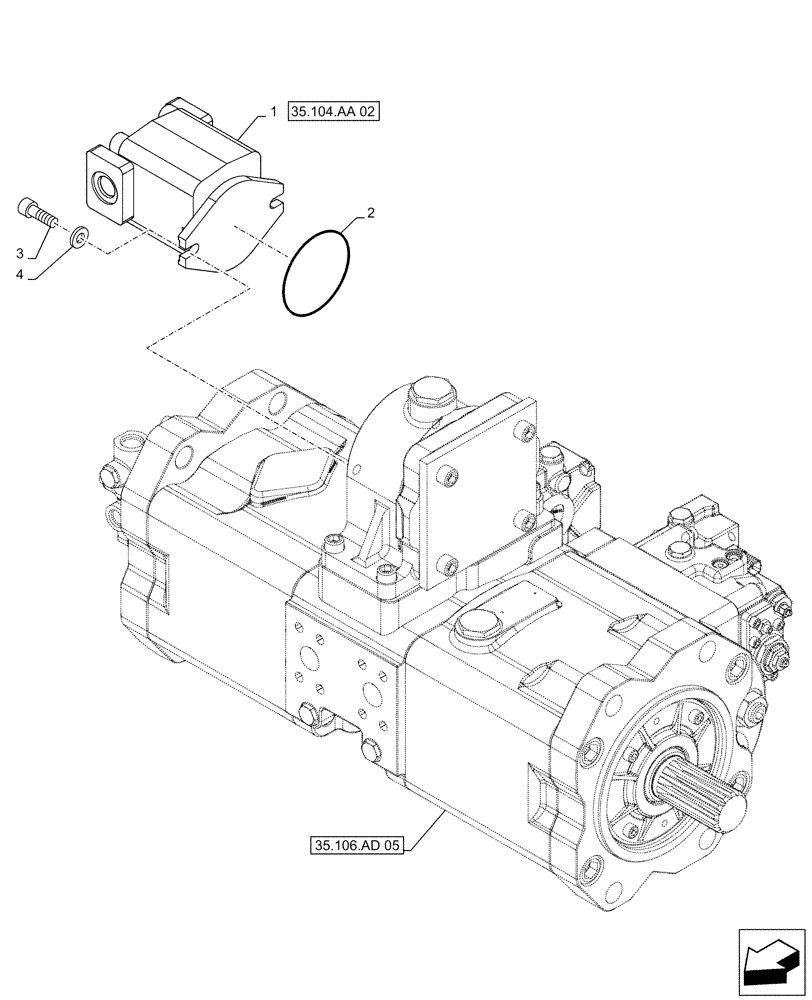Схема запчастей Case CX500D LC - (35.104.AA[01]) - VAR - 461863 - HYDRAULIC PUMP, GEAR, CLAMSHELL BUCKET, ROTATION, W/ ELECTRICAL PROPORTIONAL CONTROL (35) - HYDRAULIC SYSTEMS