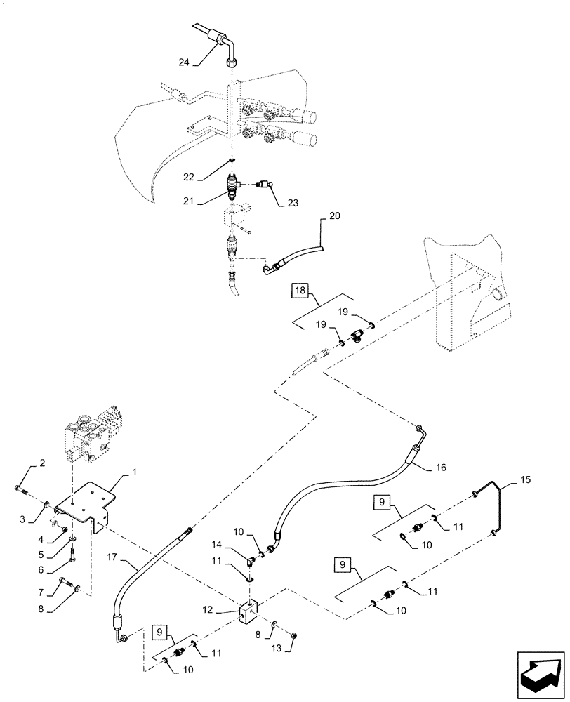 Схема запчастей Case 721F - (41.200.BY[01]) - STANDARD STEERING WITH JOYSTICK, PVFC VALVE INSTALLATION (41) - STEERING