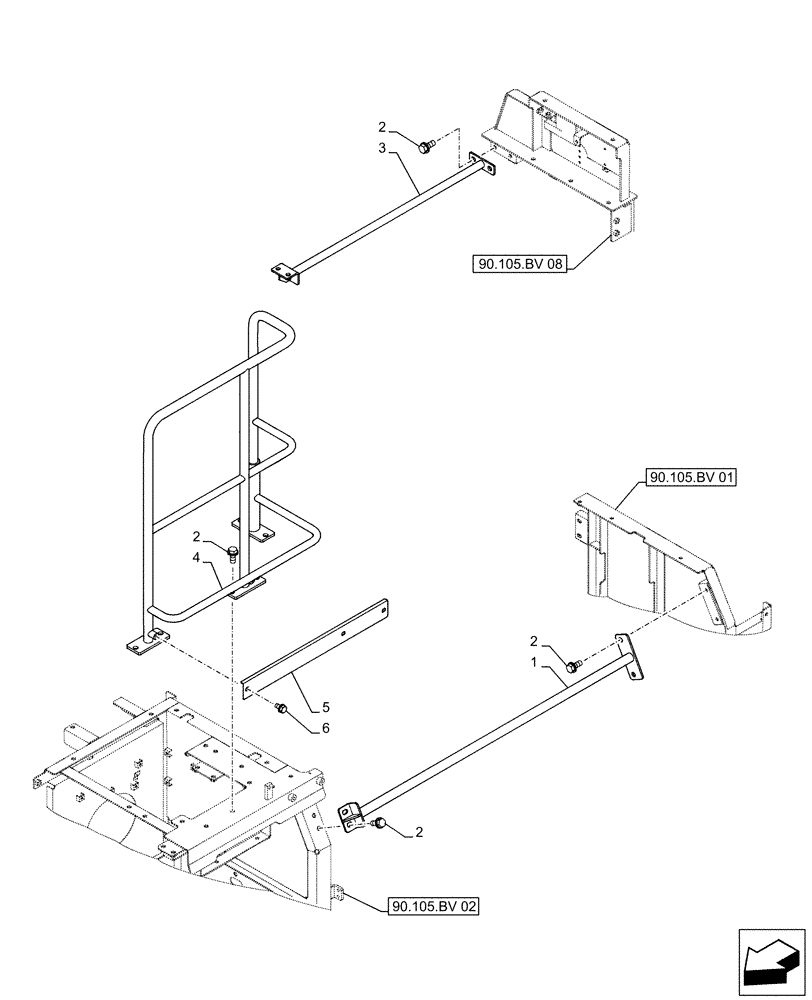 Схема запчастей Case CX500D LC - (90.118.AX[02]) - STD + VAR - 461569, 481027 - ADDITIONAL, HANDRAIL (90) - PLATFORM, CAB, BODYWORK AND DECALS