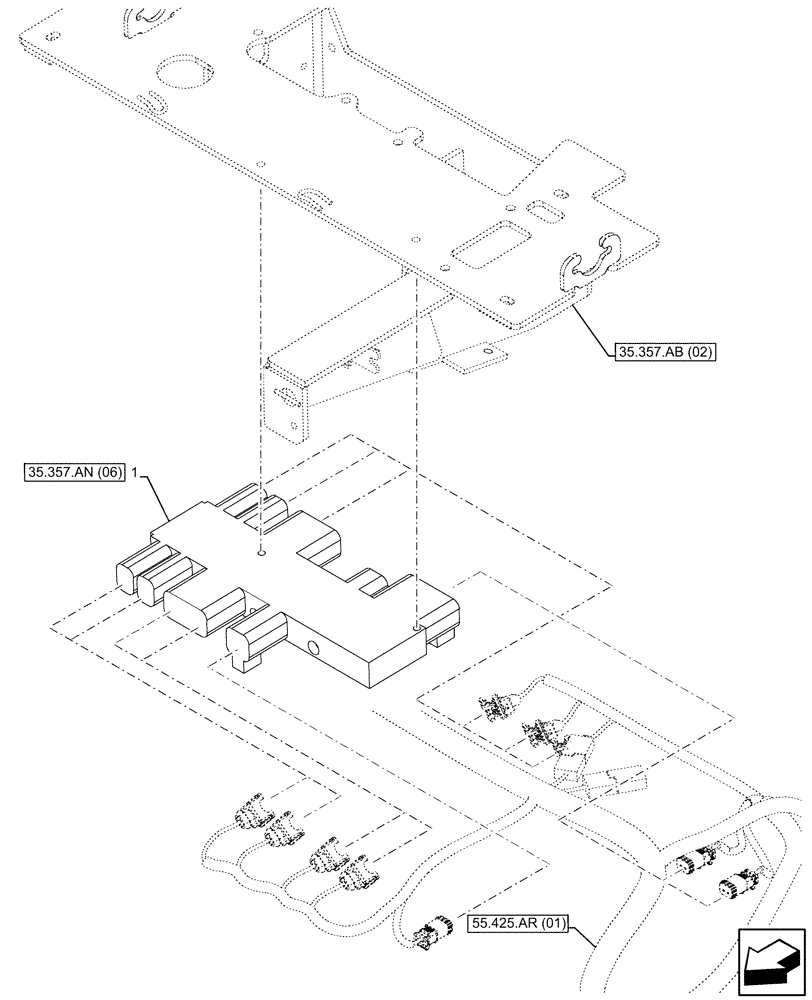 Схема запчастей Case 580SN - (35.357.AN[05]) - 8-SPOOL, PRESSURE CONTROL VALVE, W/ PILOT CONTROLS, MOUNTING PARTS (35) - HYDRAULIC SYSTEMS