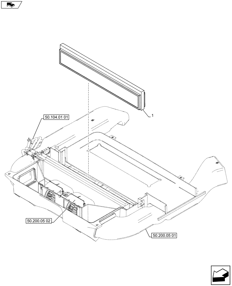 Схема запчастей Case 590SN - (50.200.04) - VAR - 747853, 747854, 747855 - CAB, HEATER, FILTER (50) - CAB CLIMATE CONTROL