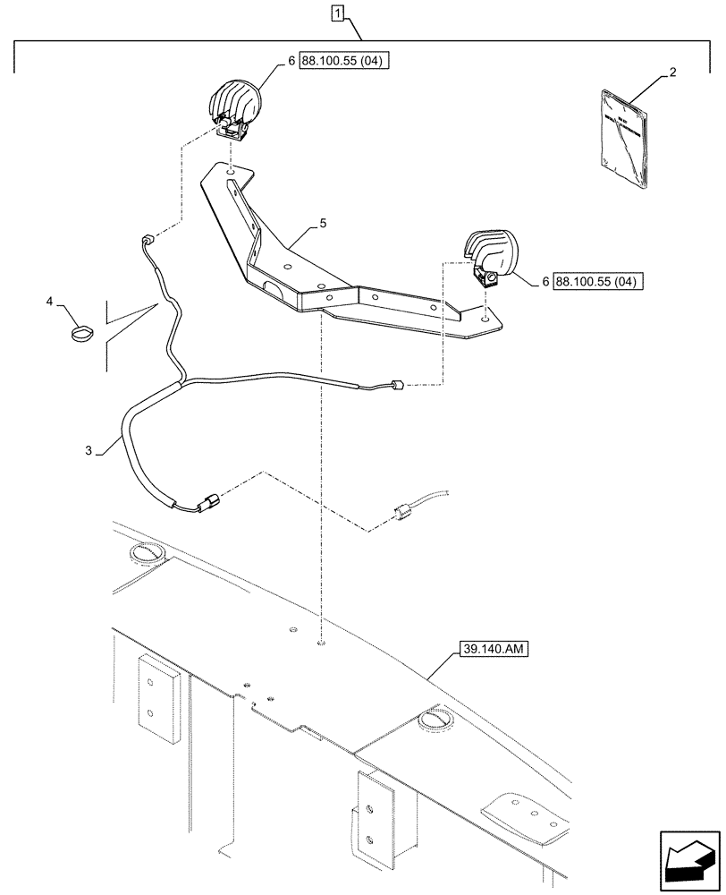 Схема запчастей Case CX250D LC LR - (88.100.55[03]) - DIA KIT, REAR VIEW CAMERA, LIGHT (88) - ACCESSORIES