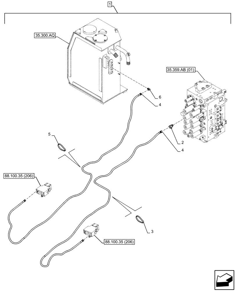 Схема запчастей Case CX350D LC - (88.100.35[208]) - DIA KIT, SAFETY VALVE, BOOM, LIFT CYLINDER, CHECK VALVE, LINE (88) - ACCESSORIES