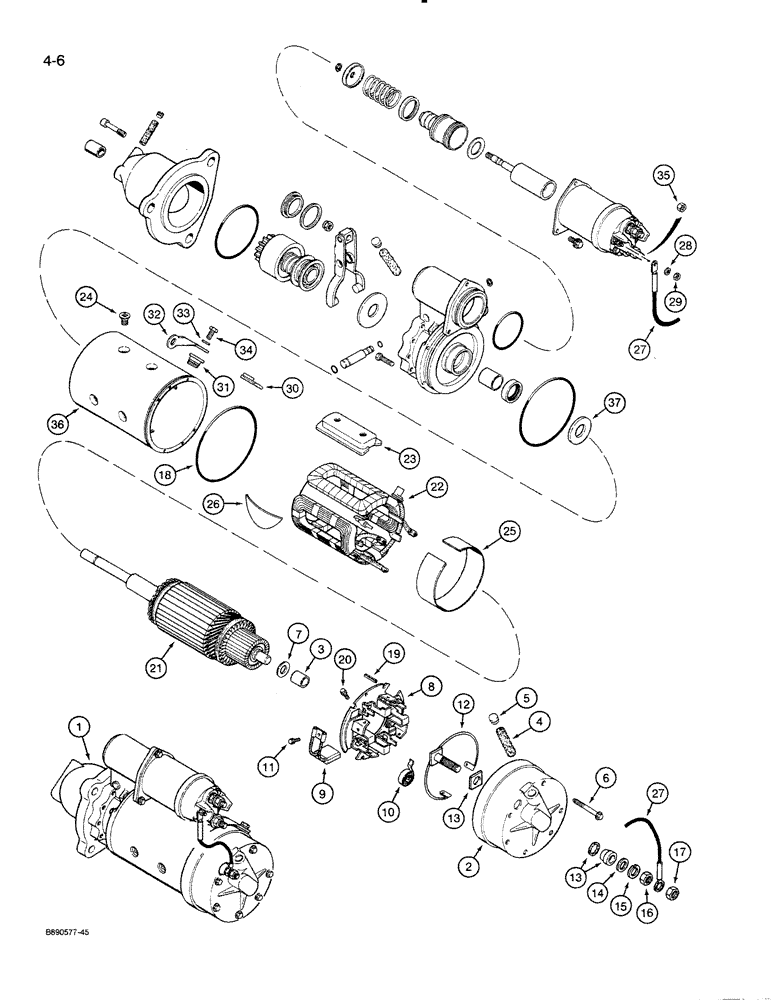 Схема запчастей Case 821 - (4-006) - STARTER ASSEMBLY (04) - ELECTRICAL SYSTEMS