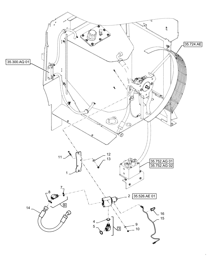 Схема запчастей Case 721F - (35.526.AE) - HEAT LOAD VALVE INSTALLATION (35) - HYDRAULIC SYSTEMS