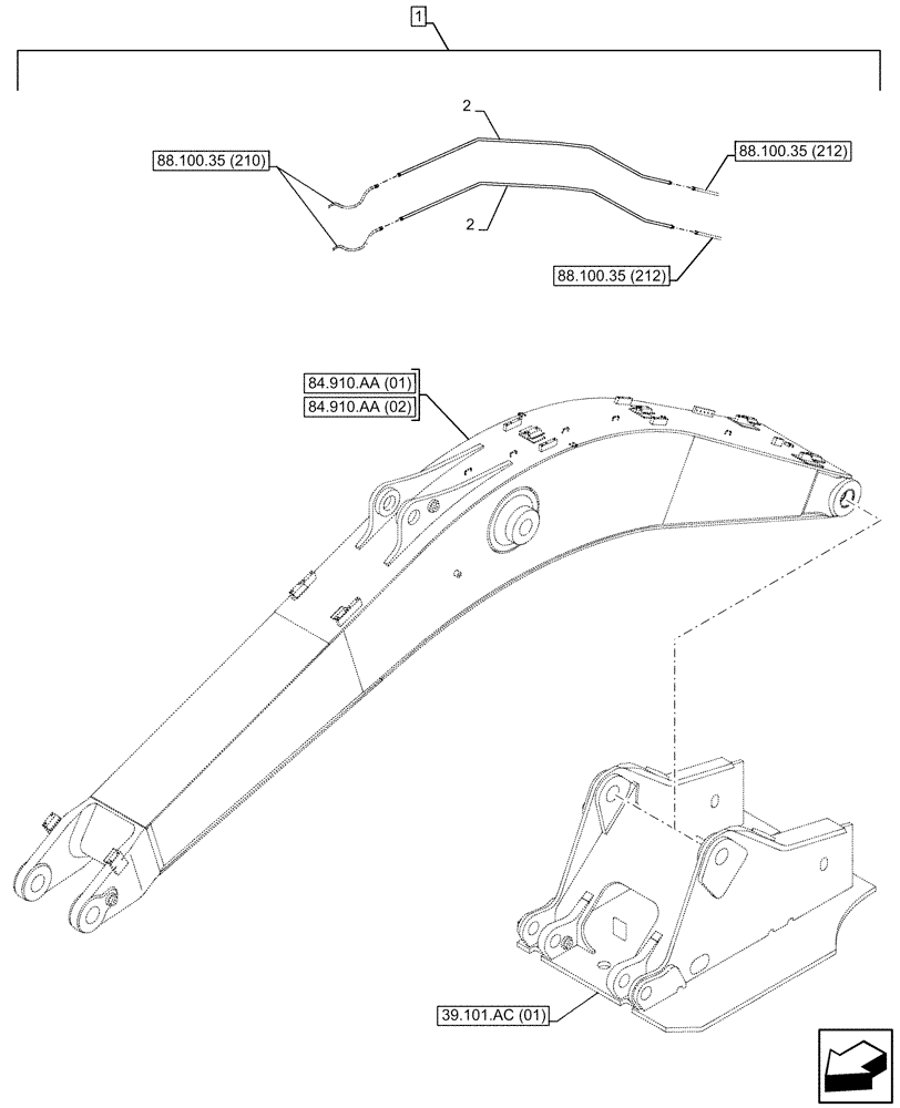 Схема запчастей Case CX350D LC - (88.100.35[211]) - DIA KIT, SAFETY VALVE, ARM, LIFT CYLINDER, CHECK VALVE, LINE (88) - ACCESSORIES