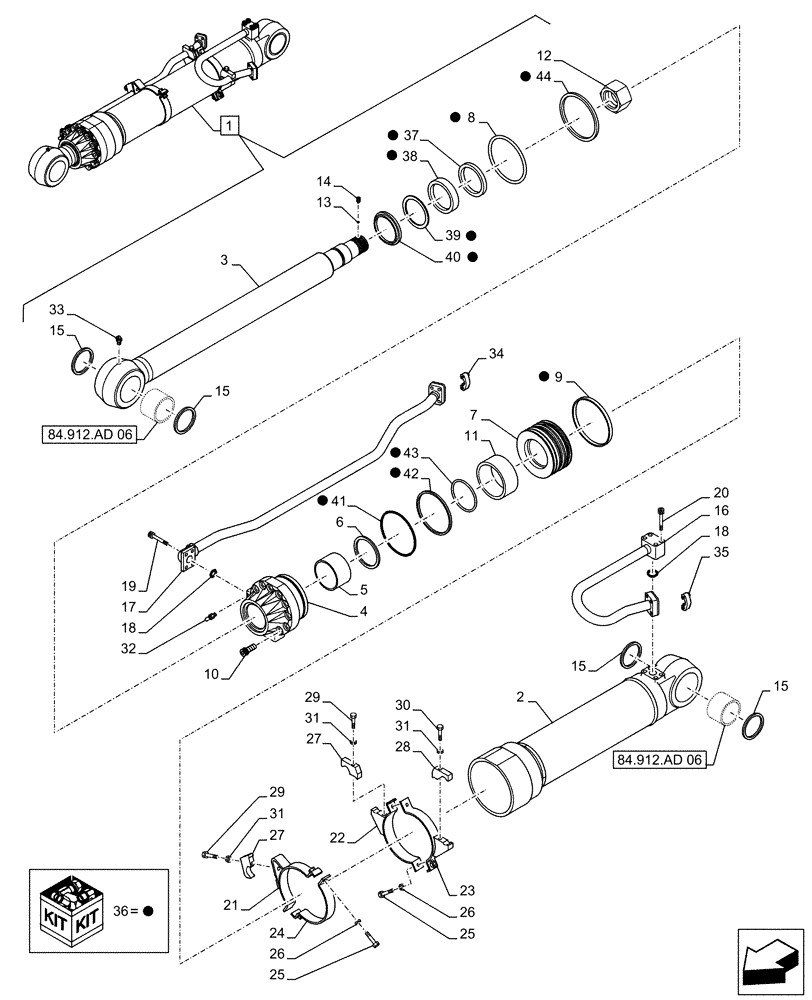 Схема запчастей Case CX490D LC - (35.737.AA[04]) - VAR - 461544, 461548, 461549, 781184, 461572 - ARM, CYLINDER, COMPONENTS (35) - HYDRAULIC SYSTEMS