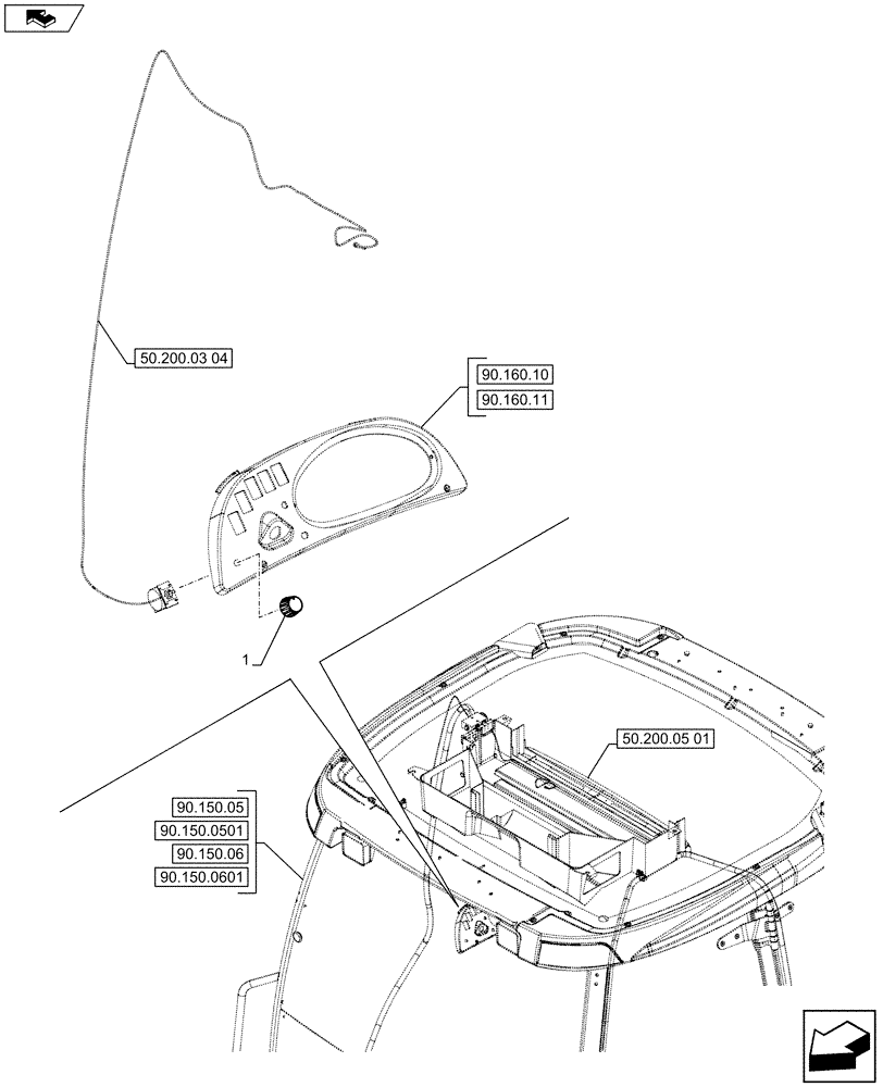 Схема запчастей Case 590SN - (50.200.03[05]) - VAR - 747853, 747855 - AIR CONDITIONING, CONTROL, KNOB (50) - CAB CLIMATE CONTROL