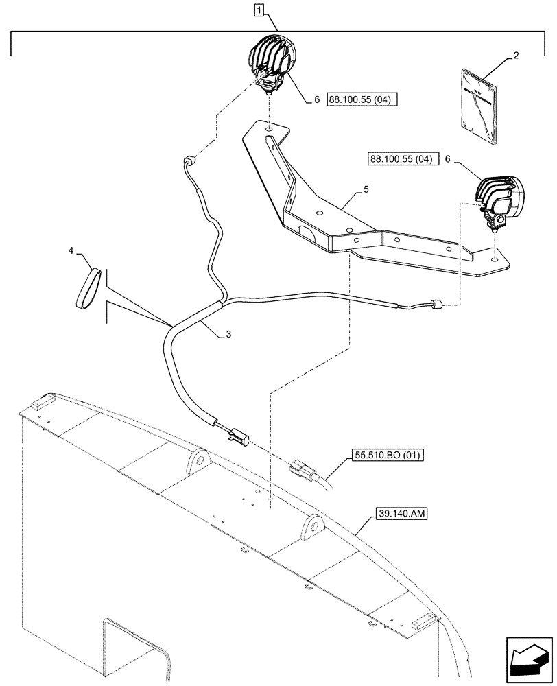 Схема запчастей Case CX300D LC - (88.100.55[03]) - DIA KIT, REAR VIEW CAMERA, LIGHT (88) - ACCESSORIES