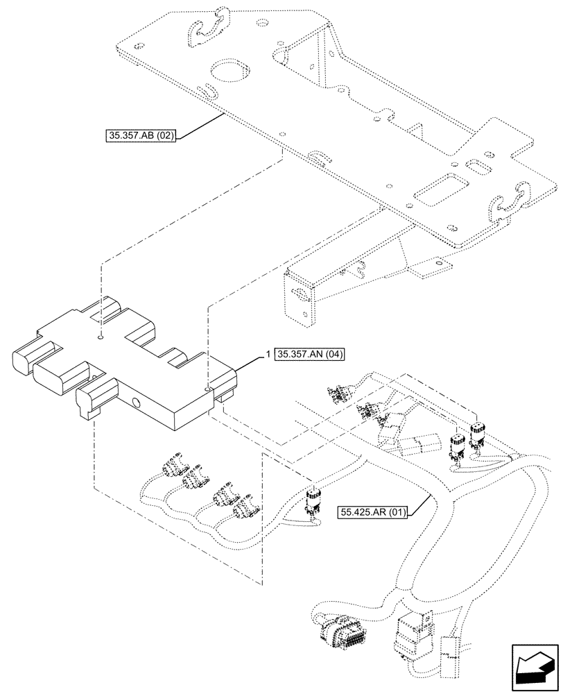 Схема запчастей Case 580SN - (35.357.AN[03]) - 7-SPOOL, PRESSURE CONTROL VALVE, W/ PILOT CONTROLS, MOUNTING PARTS (35) - HYDRAULIC SYSTEMS