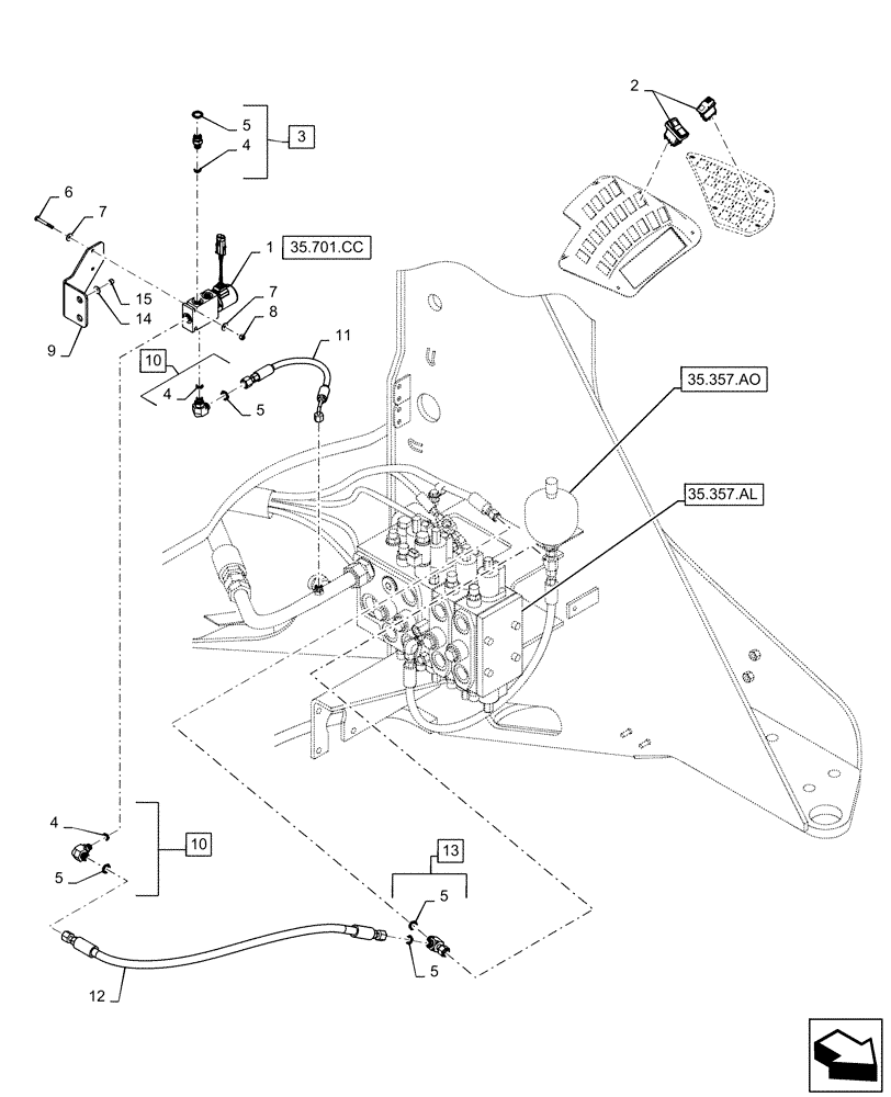 Схема запчастей Case 721F - (35.701.AD) - COUPLER VALVE INSTALLATION (35) - HYDRAULIC SYSTEMS