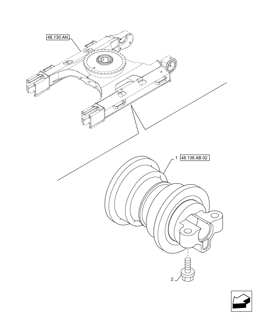 Схема запчастей Case CX490D LC - (48.138.AB[01]) - TRACK ROLLER (48) - TRACKS & TRACK SUSPENSION