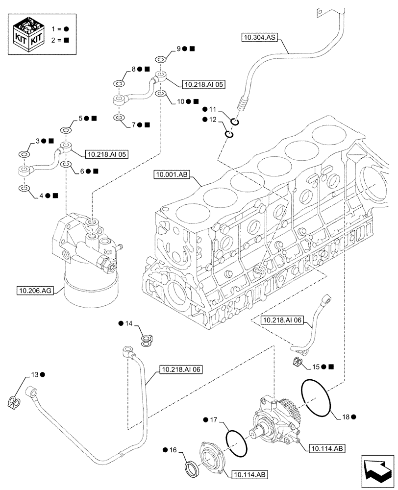 Схема запчастей Case AQ-6UZ1XASS01 - (10.001.AD[05]) - ENGINE, GASKET, SET (10) - ENGINE