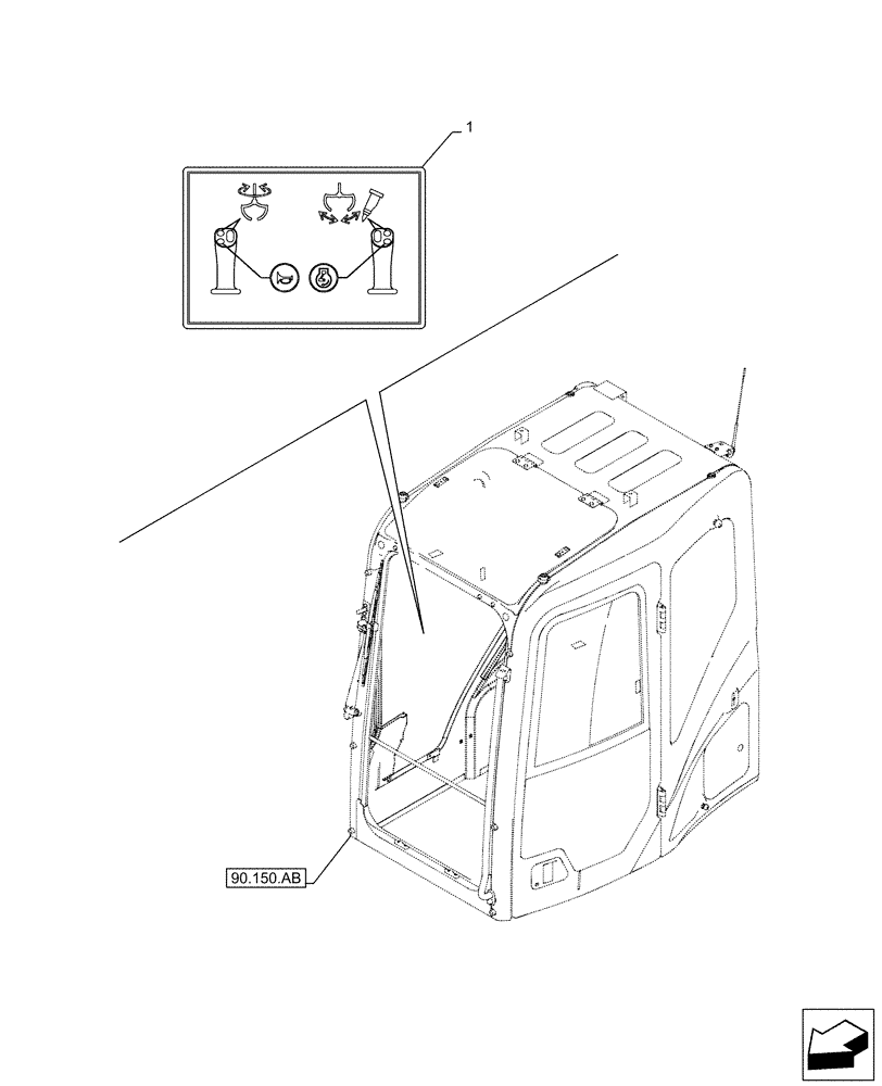 Схема запчастей Case CX500D LC - (90.108.AA[03]) - VAR - 461863 - DECAL, CONTROLS, CLAMSHELL BUCKET, ROTATION, W/ ELECTRICAL PROPORTIONAL CONTROL (90) - PLATFORM, CAB, BODYWORK AND DECALS