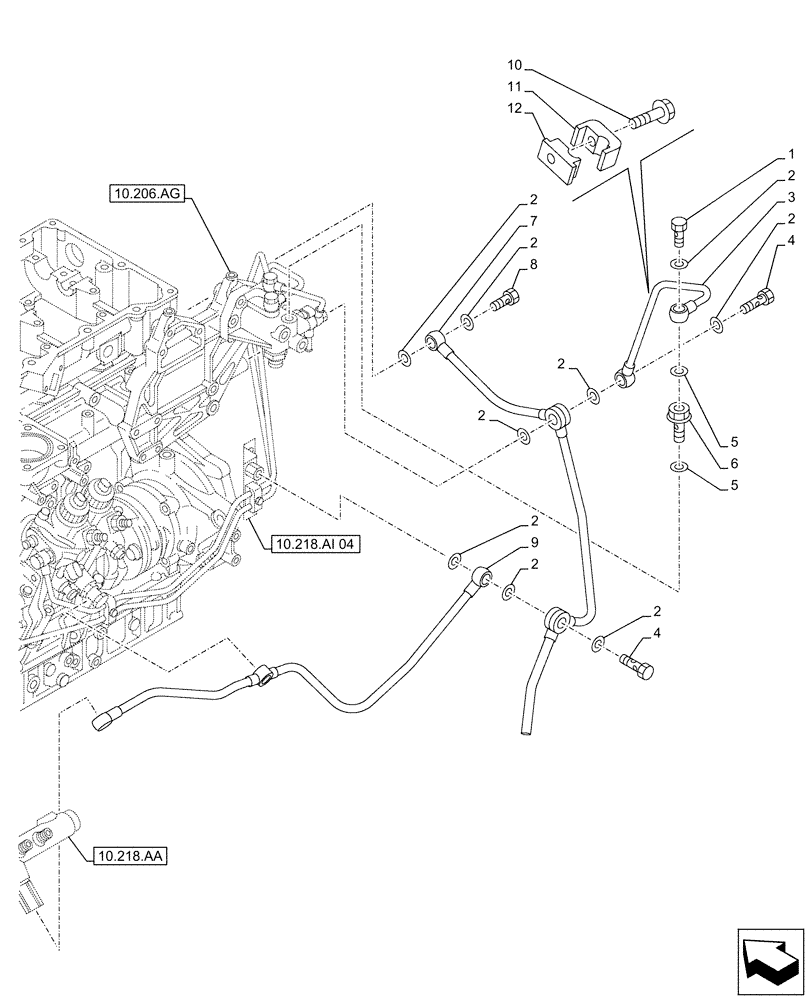 Схема запчастей Case AQ-6UZ1XASS01 - (10.218.AI[03]) - FUEL INJECTOR, LINE (10) - ENGINE