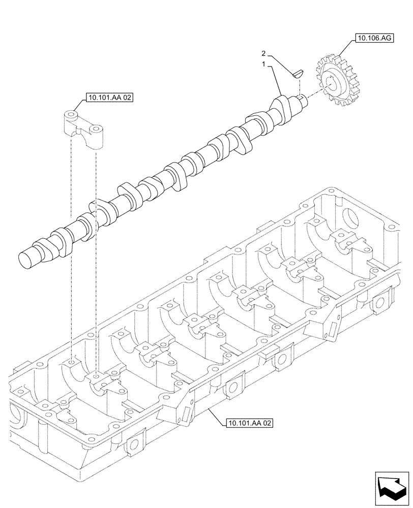 Схема запчастей Case AQ-6UZ1XASS01 - (10.106.AA) - CAMSHAFT (10) - ENGINE