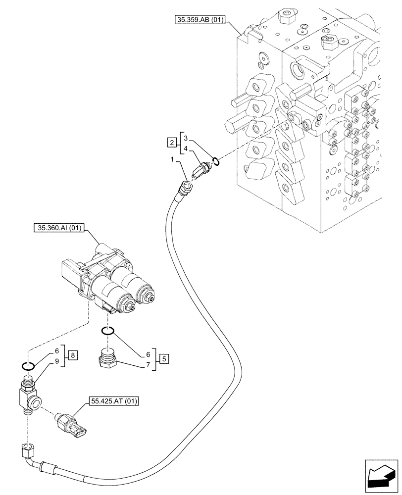 Схема запчастей Case CX490D LC - (35.360.AJ[01]) - VAR - 461865 - HAMMER CIRCUIT, SOLENOID VALVE, LINES, W/ ELECTRICAL PROPORTIONAL CONTROL (35) - HYDRAULIC SYSTEMS
