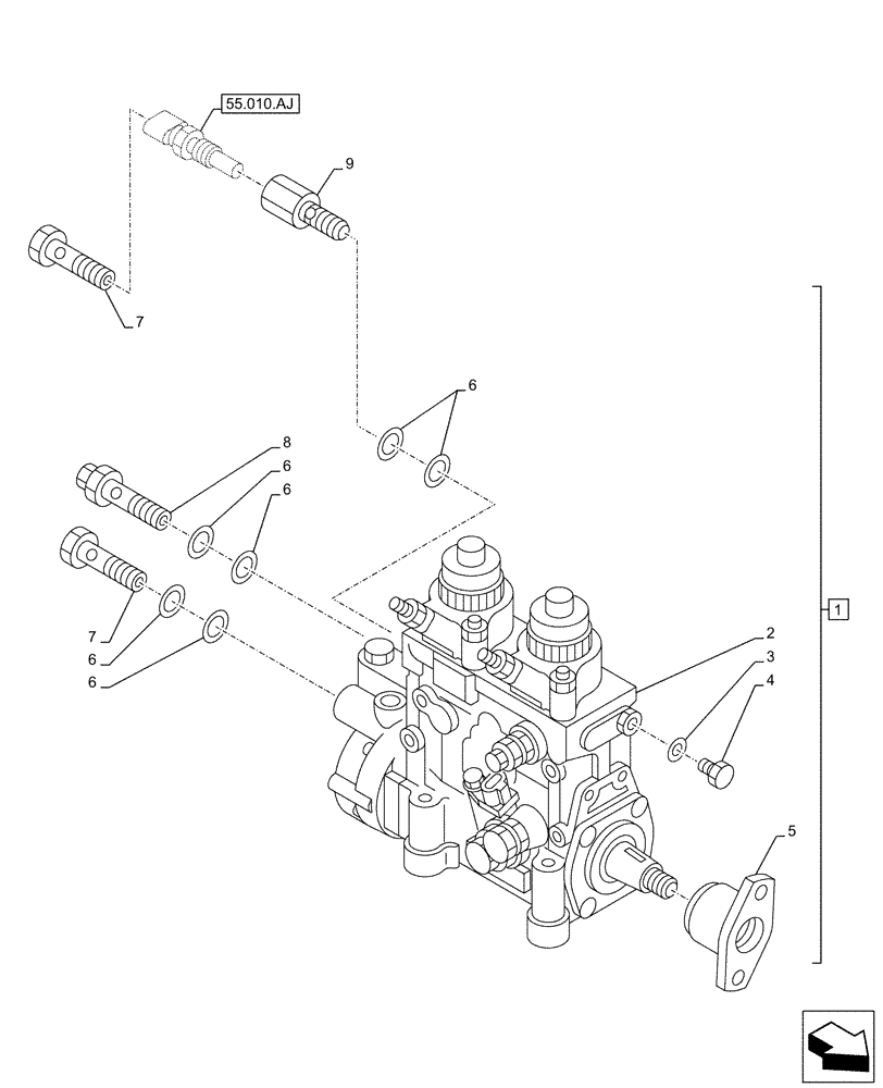 Схема запчастей Case AQ-6UZ1XASS01 - (10.218.AQ[02]) - FUEL INJECTION PUMP, COMPONENTS (10) - ENGINE