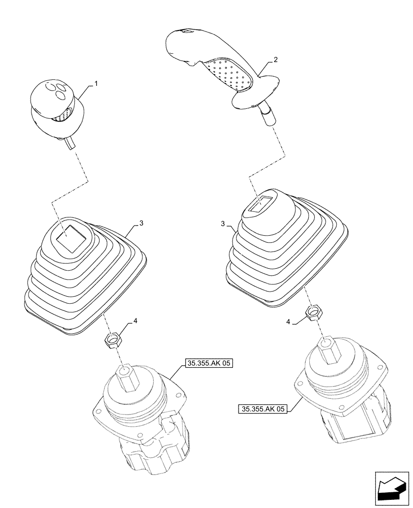 Схема запчастей Case CX490D LC - (35.355.AK[01]) - STD + VAR - 461561 - JOYSTICK (35) - HYDRAULIC SYSTEMS