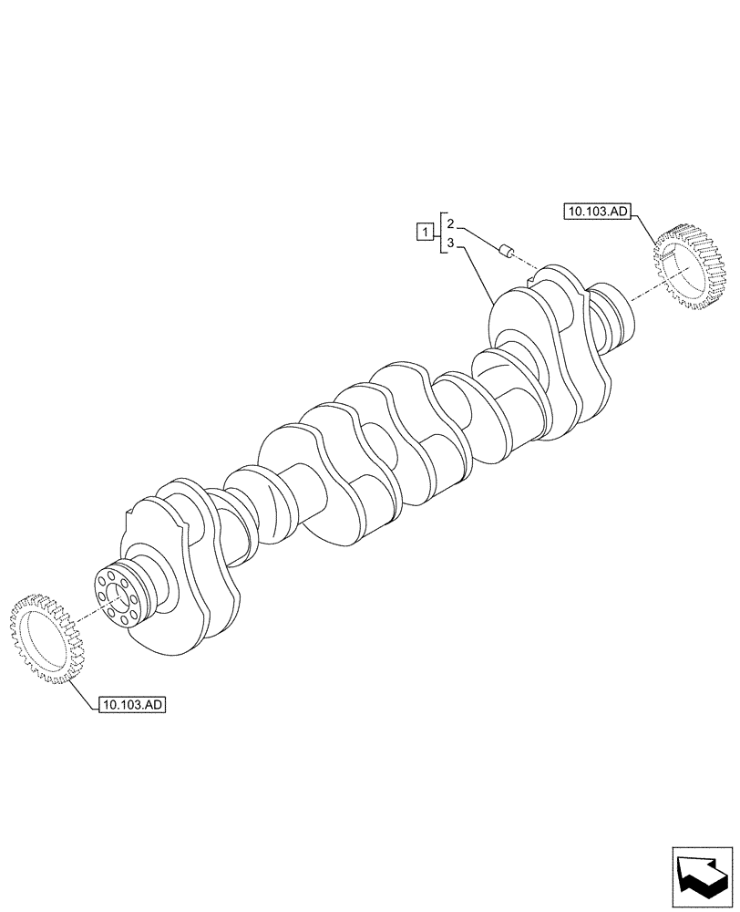 Схема запчастей Case AQ-6UZ1XASS01 - (10.103.AA) - CRANKSHAFT (10) - ENGINE