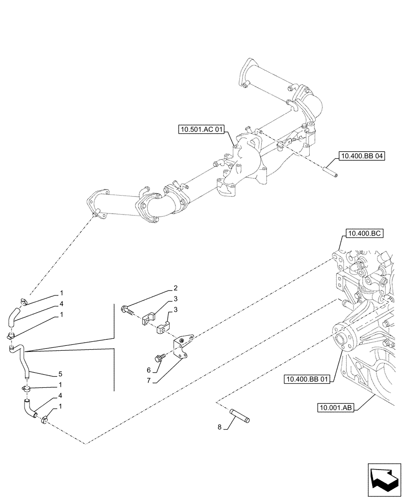 Схема запчастей Case AQ-6UZ1XASS01 - (10.400.BB[03]) - WATER PUMP, LINE (10) - ENGINE