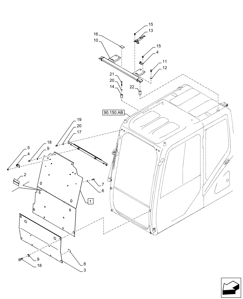 Схема запчастей Case CX500D LC - (90.150.BJ[03]) - VAR - 461552 - CAB GUARD, ANTITHEFT (90) - PLATFORM, CAB, BODYWORK AND DECALS