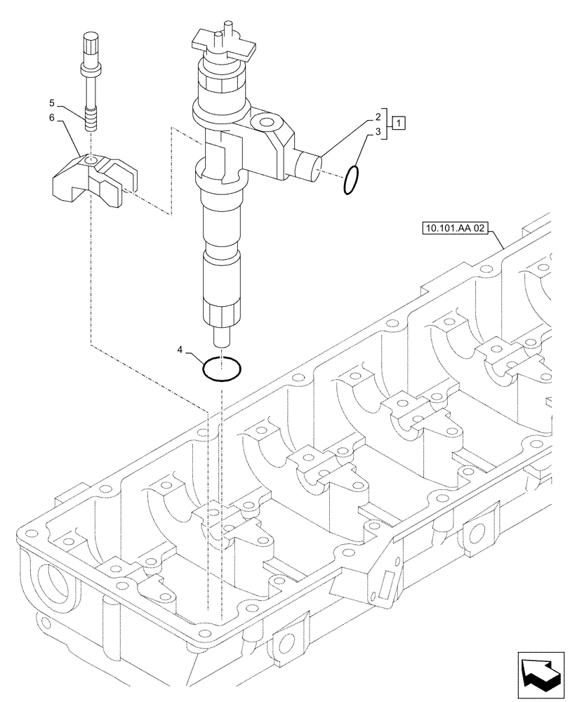 Схема запчастей Case AQ-6UZ1XASS01 - (10.218.AF) - FUEL INJECTOR (10) - ENGINE