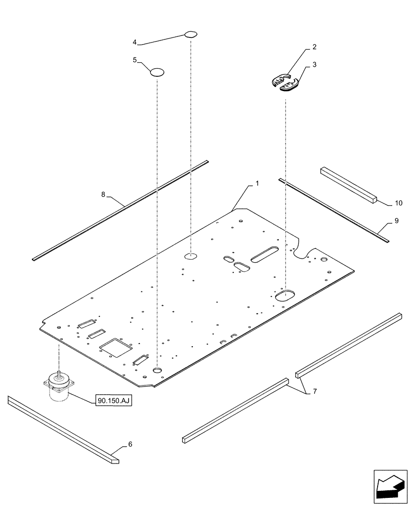 Схема запчастей Case CX500D LC - (90.150.AW) - STD + VAR - 461561, 461571, 461863, 461865, 461868, 461869, 461871 - CAB FLOOR (90) - PLATFORM, CAB, BODYWORK AND DECALS