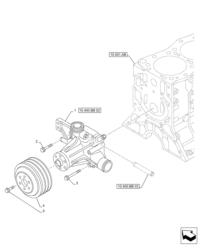 Схема запчастей Case AQ-6UZ1XASS01 - (10.400.BB[01]) - WATER PUMP & PULLEY (10) - ENGINE
