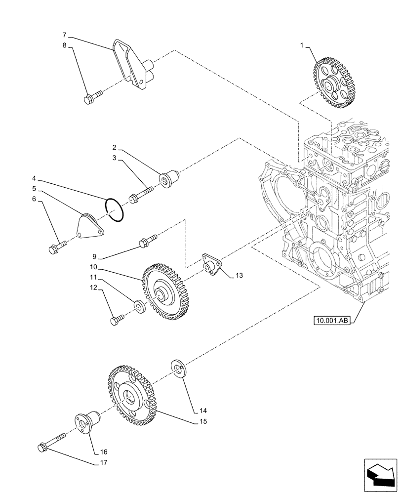 Схема запчастей Case AQ-6UZ1XASS01 - (10.106.AM) - ENGINE, IDLER GEAR (10) - ENGINE