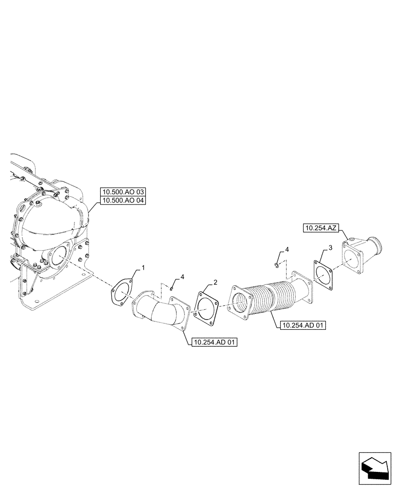 Схема запчастей Case AQ-6UZ1XASS01 - (10.254.AD) - EXHAUST SYSTEM, EXHAUST PIPE (10) - ENGINE