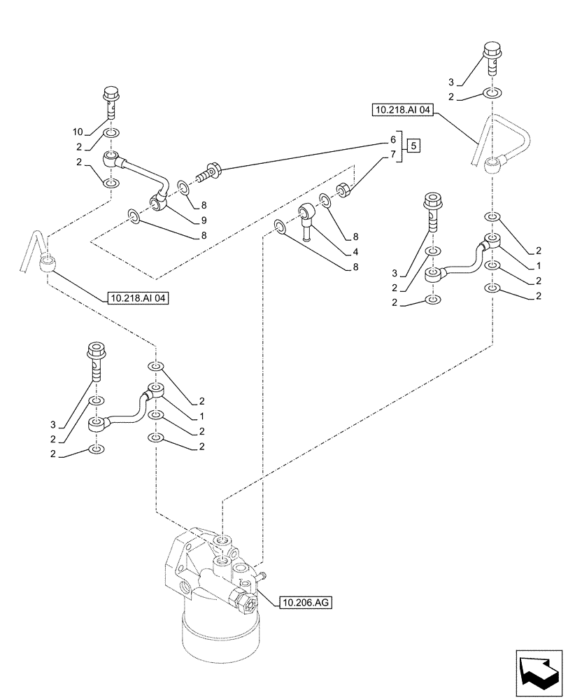 Схема запчастей Case AQ-6UZ1XASS01 - (10.218.AI[05]) - FUEL INJECTOR, LINE (10) - ENGINE