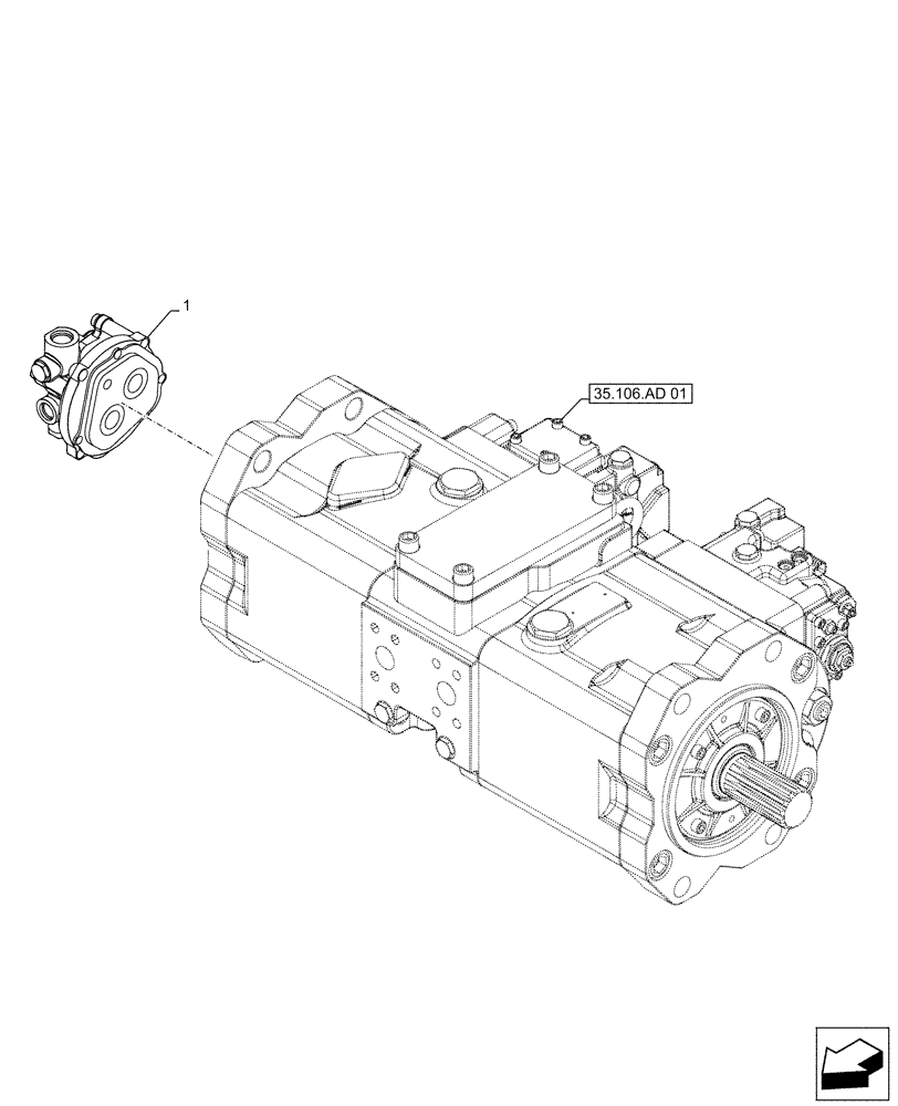 Схема запчастей Case CX500D LC - (35.357.AC[01]) - HYDRAULIC PUMP, PILOT, COMPONENTS (35) - HYDRAULIC SYSTEMS
