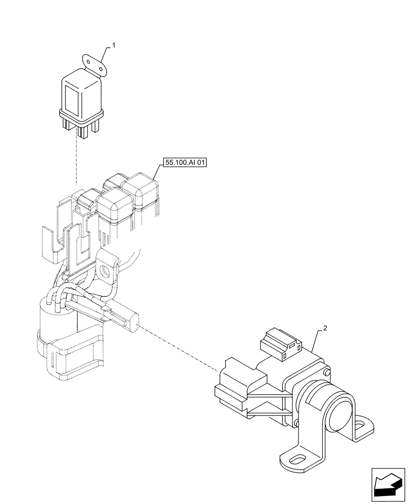 Схема запчастей Case AQ-6UZ1XASS01 - (55.201.AG) - ENGINE START RELAY (55) - ELECTRICAL SYSTEMS
