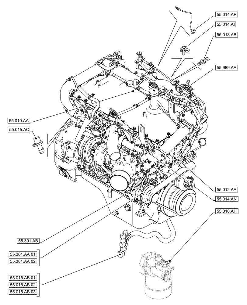 Схема запчастей Case AQ-6UZ1XASS01 - (55.000.00[01]) - SECTION INDEX - ELECTRICAL SYSTEMS (55) - ELECTRICAL SYSTEMS