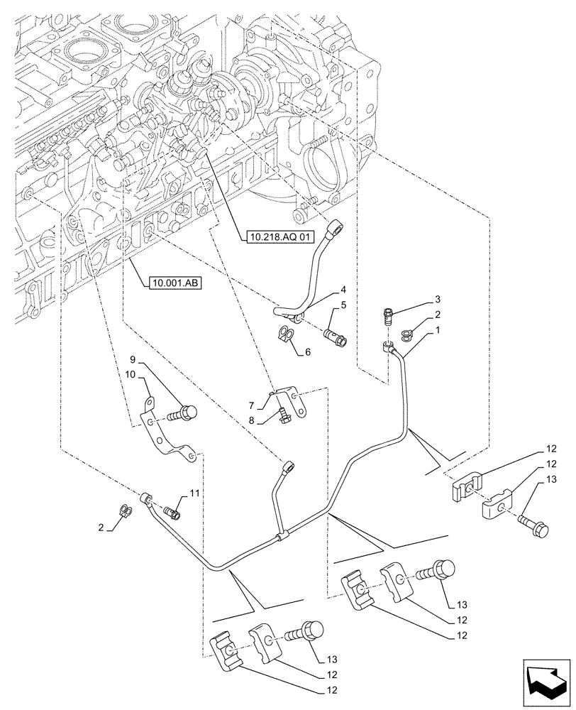 Схема запчастей Case AQ-6UZ1XASS01 - (10.218.AI[06]) - FUEL INJECTOR, LINE (10) - ENGINE