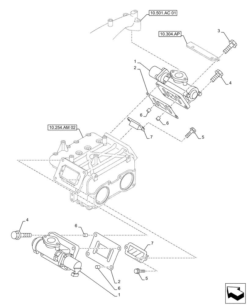 Схема запчастей Case AQ-6UZ1XASS01 - (10.501.AA) - EXHAUST GAS RECIRCULATION (10) - ENGINE