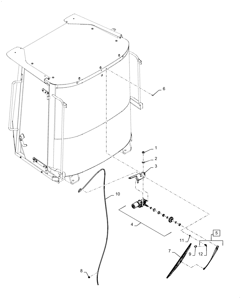 Схема запчастей Case 1021F - (55.518.03) - CAB - WIPER, REAR (55) - ELECTRICAL SYSTEMS
