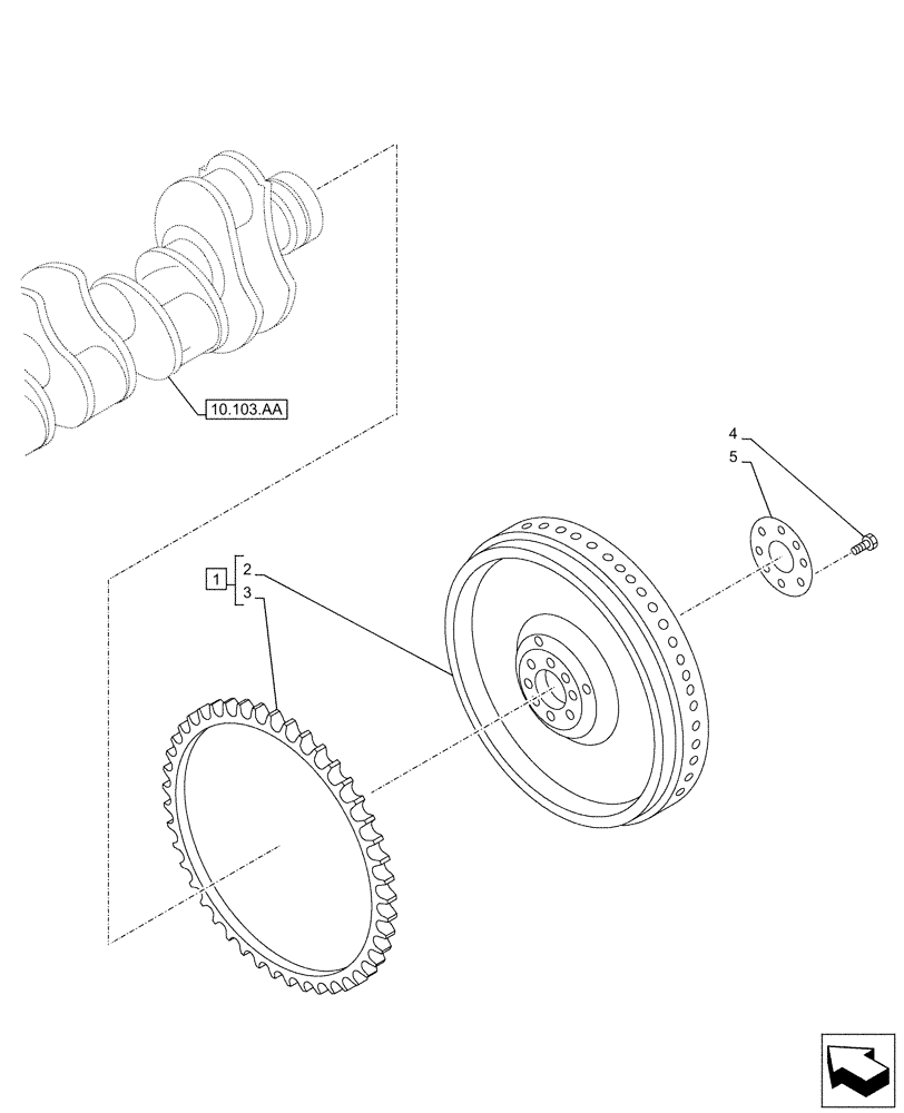 Схема запчастей Case AQ-6UZ1XASS01 - (10.103.AH) - ENGINE FLYWHEEL (10) - ENGINE