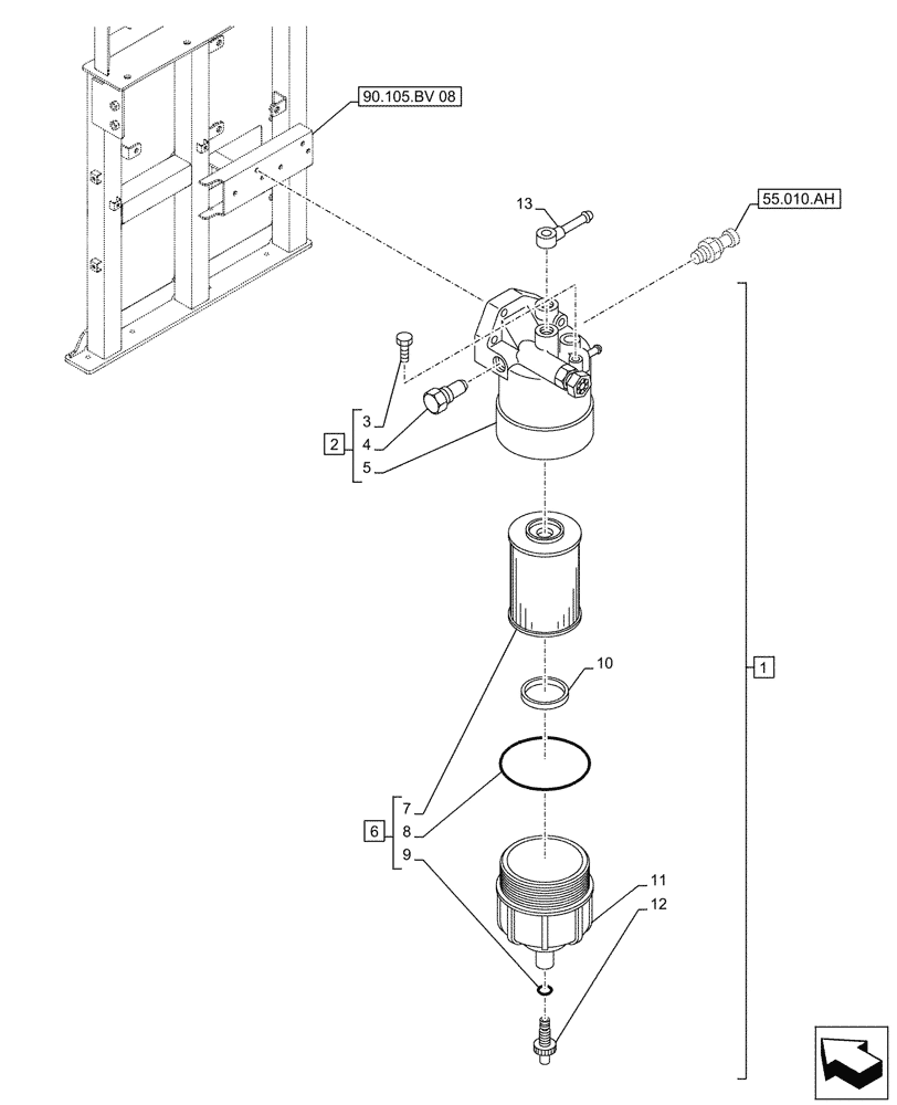 Схема запчастей Case AQ-6UZ1XASS01 - (10.206.AG) - FUEL FILTER (10) - ENGINE