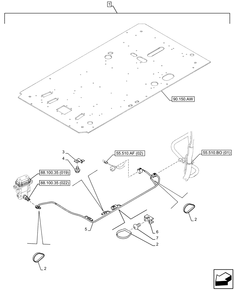 Схема запчастей Case CX350D LC - (88.100.35[023]) - DIA KIT, HAMMER CIRCUIT, W/ HYDRAULIC CONTROL, FOOT CONTROL VALVE, WIRE HARNESS (88) - ACCESSORIES