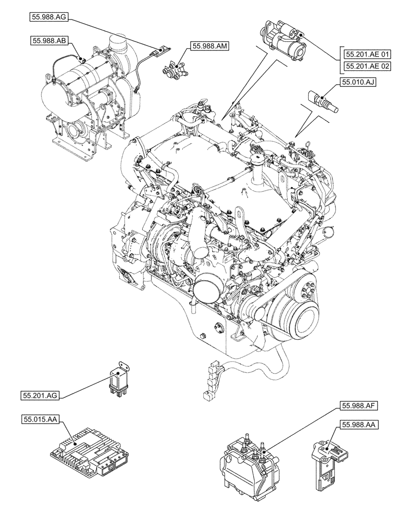 Схема запчастей Case AQ-6UZ1XASS01 - (00.000.55[02]) - PICTORIAL INDEX - ELECTRICAL SYSTEMS (00) - GENERAL & PICTORIAL INDEX