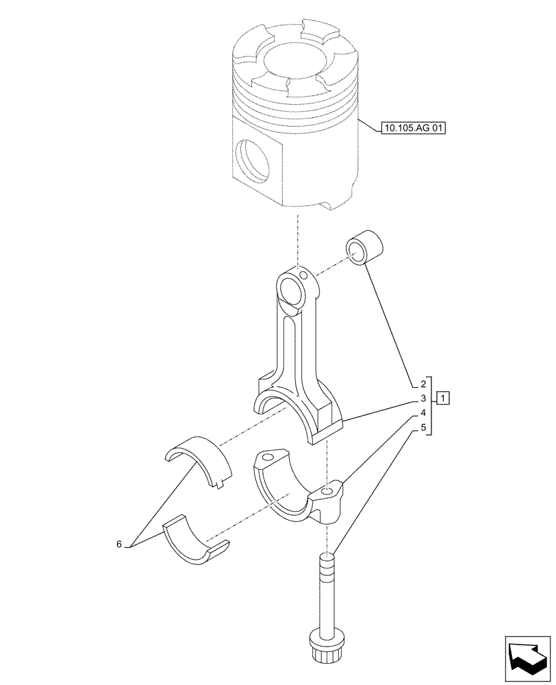 Схема запчастей Case AQ-6UZ1XASS01 - (10.105.AB) - CONNECTING ROD (10) - ENGINE