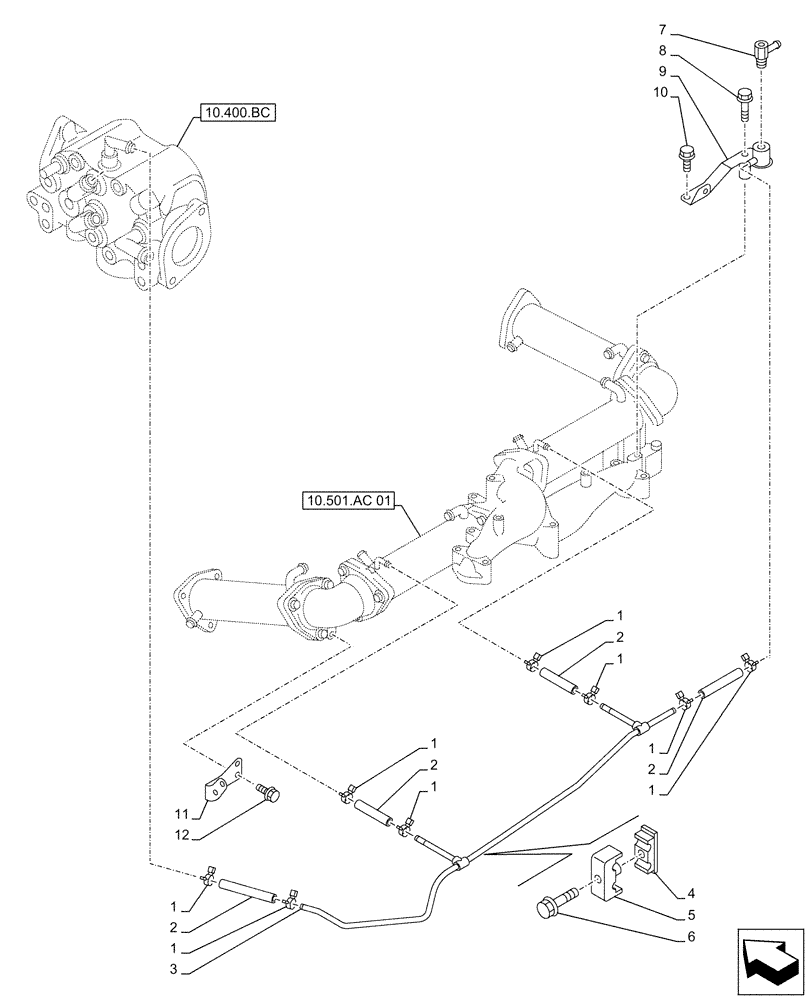 Схема запчастей Case AQ-6UZ1XASS01 - (10.400.BB[04]) - WATER PUMP, LINE (10) - ENGINE
