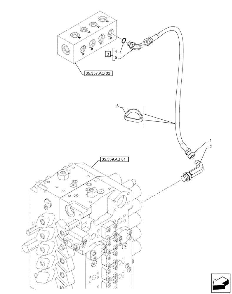 Схема запчастей Case CX500D LC - (35.360.AB[03]) - VAR - 461561, 461865 - HAMMER CIRCUIT, LINES (35) - HYDRAULIC SYSTEMS