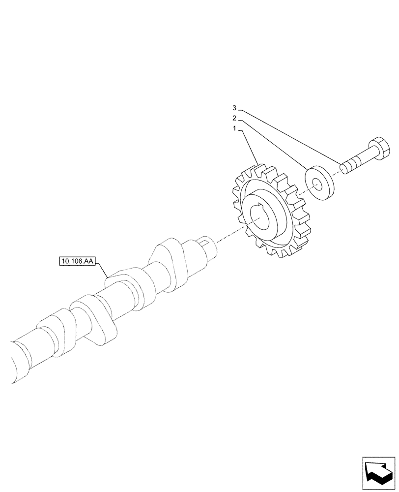 Схема запчастей Case AQ-6UZ1XASS01 - (10.106.AG) - CAMSHAFT, GEAR (10) - ENGINE