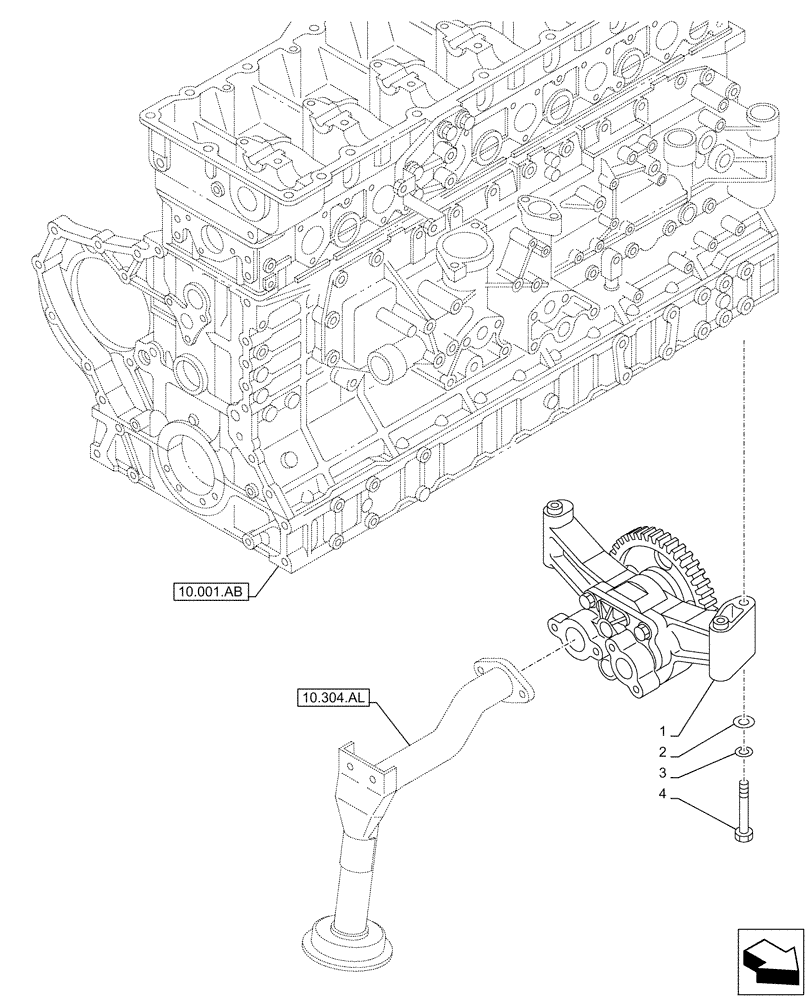 Схема запчастей Case AQ-6UZ1XASS01 - (10.304.AC) - ENGINE OIL PUMP (10) - ENGINE