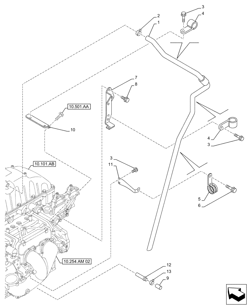 Схема запчастей Case AQ-6UZ1XASS01 - (10.304.AP) - ENGINE, BREATHER (10) - ENGINE