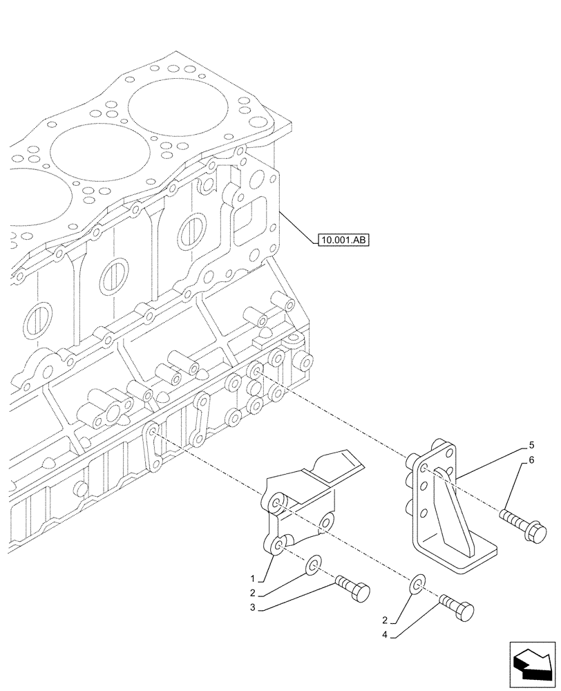 Схема запчастей Case AQ-6UZ1XASS01 - (10.001.AK) - ENGINE, SUPPORT (10) - ENGINE