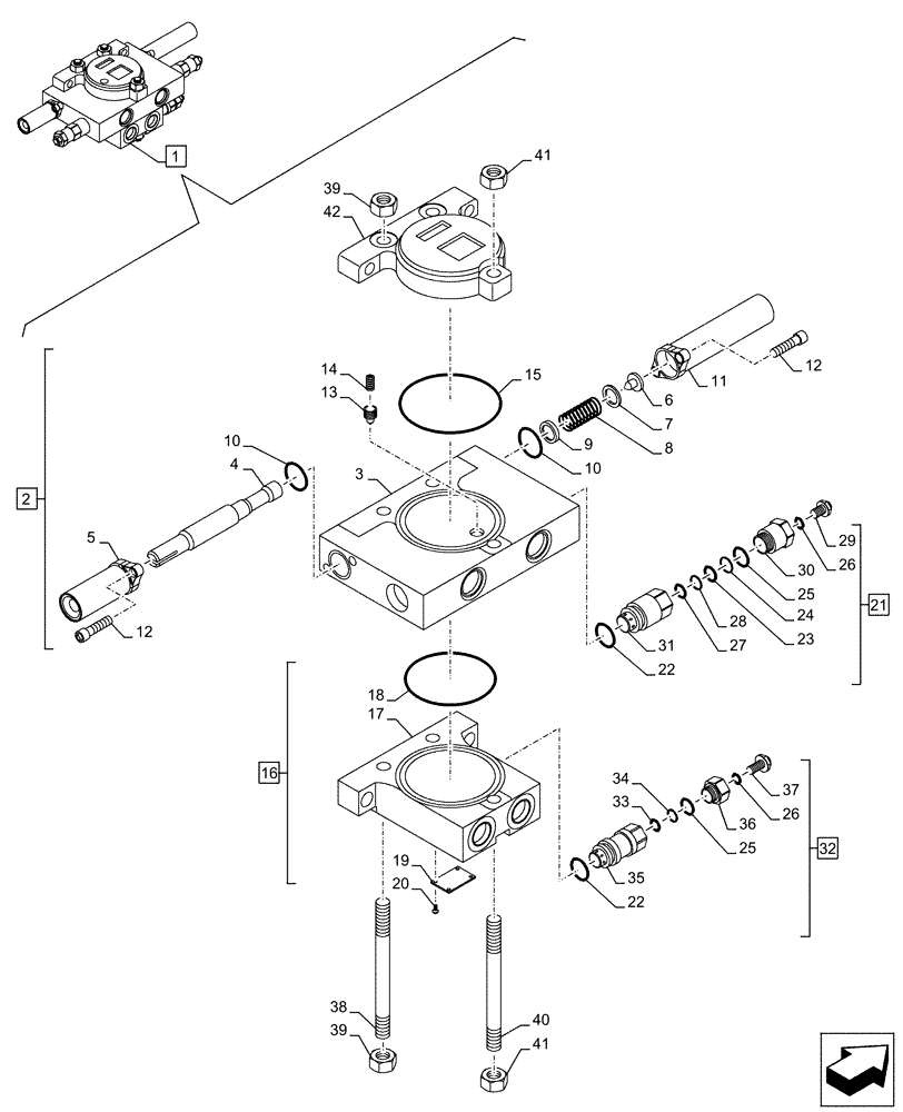 Схема запчастей Case CX500D LC - (35.360.AD[02]) - VAR - 461863 - BUCKET, VALVE, ROTATION, W/ ELECTRICAL PROPORTIONAL CONTROL, COMPONENTS (35) - HYDRAULIC SYSTEMS